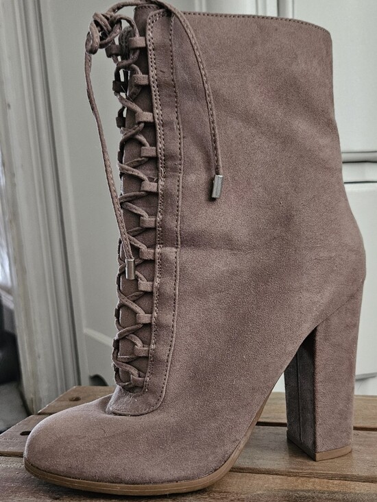 Carlos Santana Shoes - Carlos Lace-Up Suede Block Heel Boot in Taupe